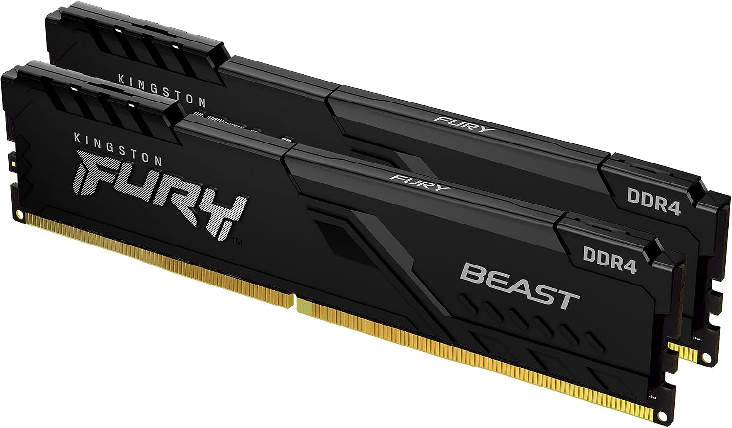 Kingston, KF432C16BBK2/16 - Kit de memórias de 16GB (2 x 8GB) DIMM DDR4 3200Mhz FURY Beast Black 1,35V 1Rx8 288 pinos para desktop/gamers, Não aplicável
