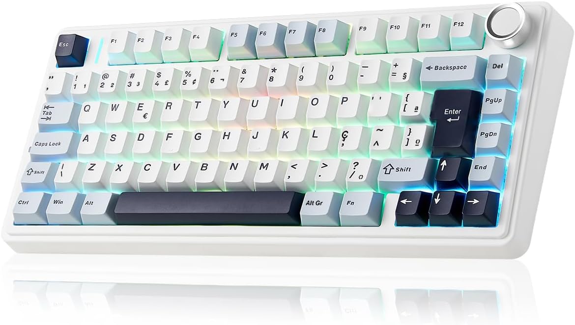 AULA F75 Teclado Gamer Mecanico Sem Fio ABNT2, 4000mAh Teclado Mecânico 75%